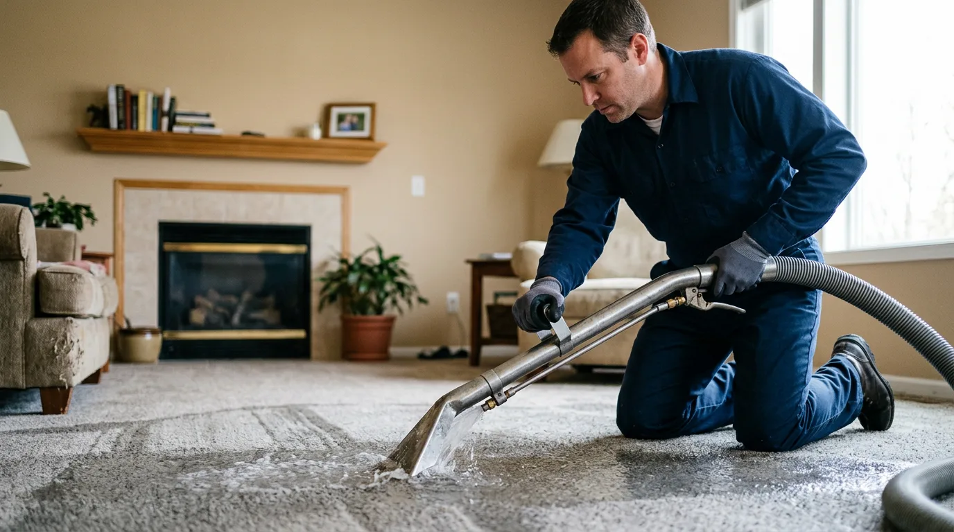 Water damage restoration technician working near Hayti, MO